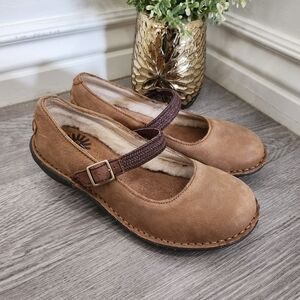 Ugg Girls Brown Leather Mary Jane Shoes
